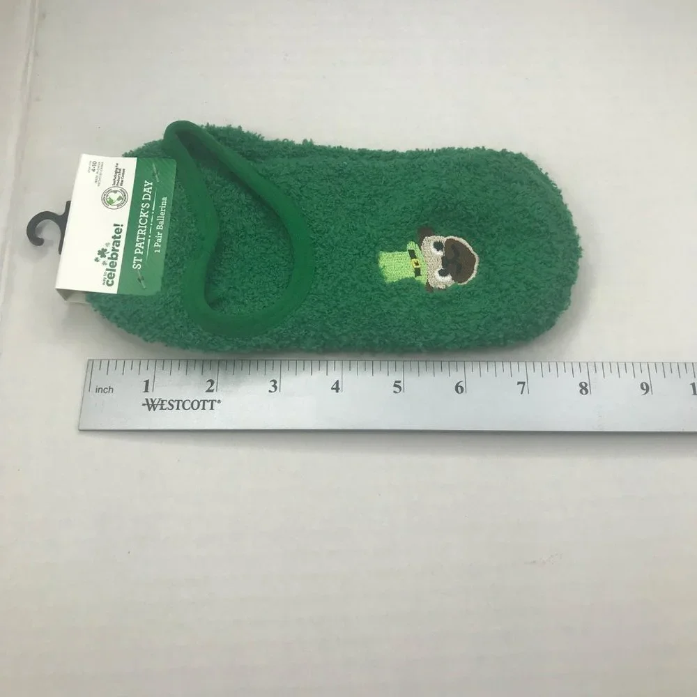1 Pair St Patrick's Day Women's Ballerina Slip Ons With Grippers Shoe Size 4-10